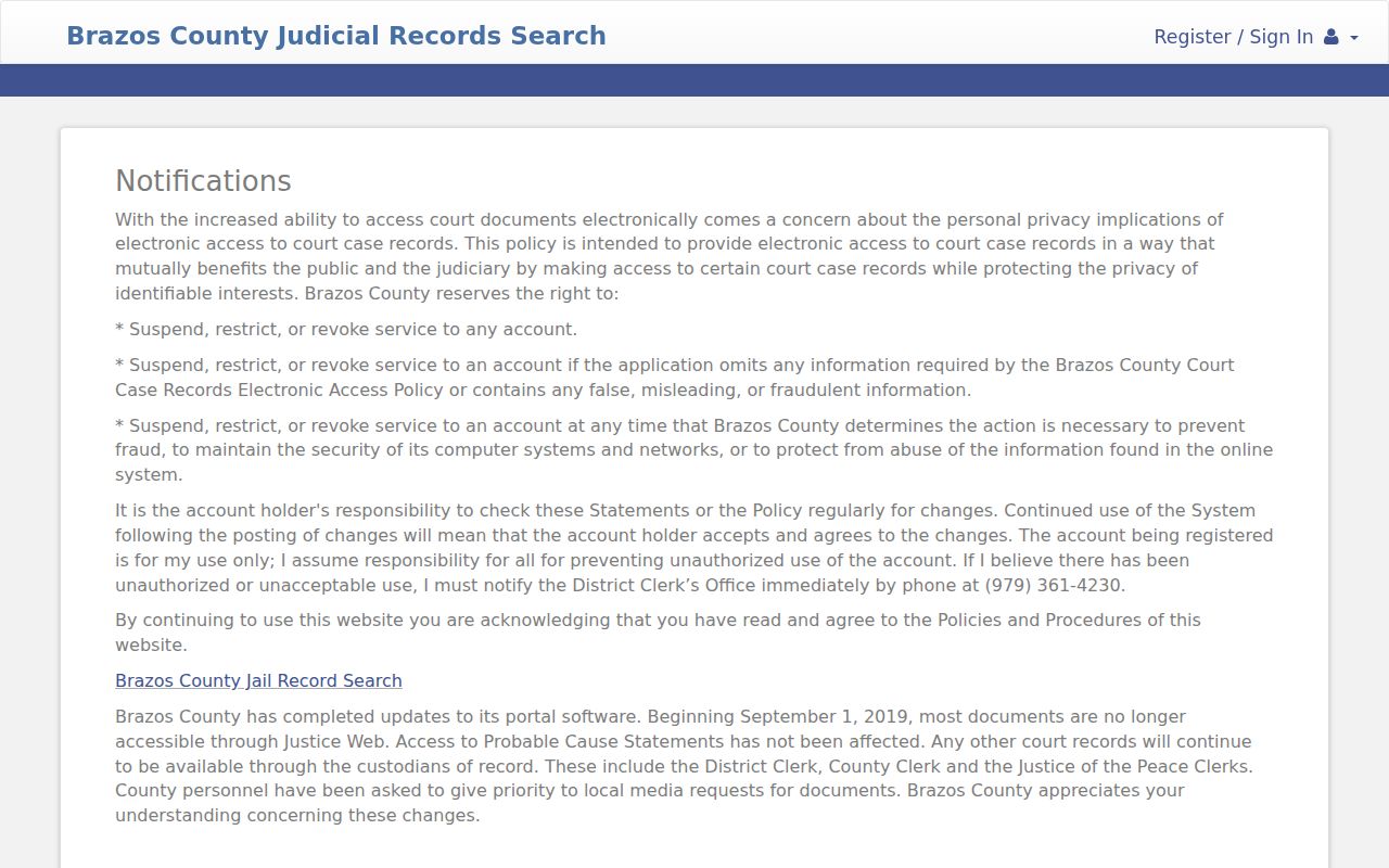 College Station resident lookup Brazos judicial court search screen