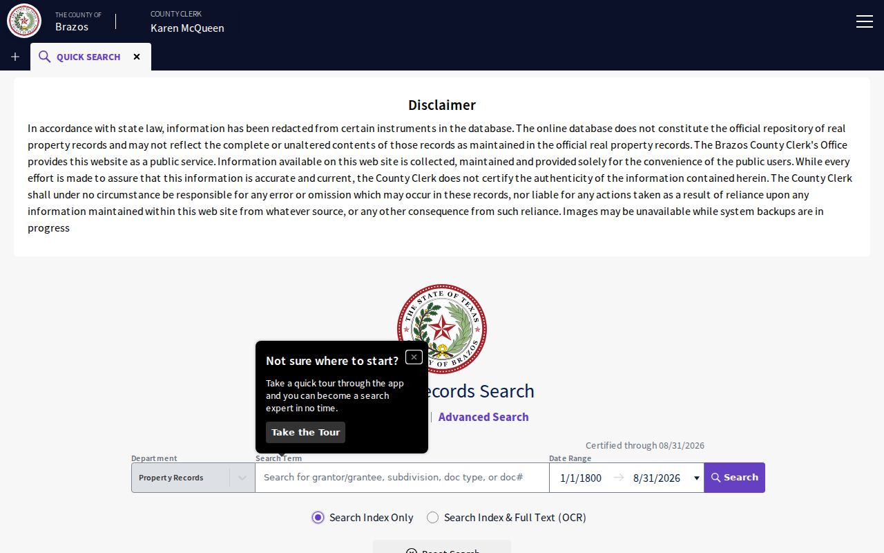 College Station residents directory Brazos County official deed index search