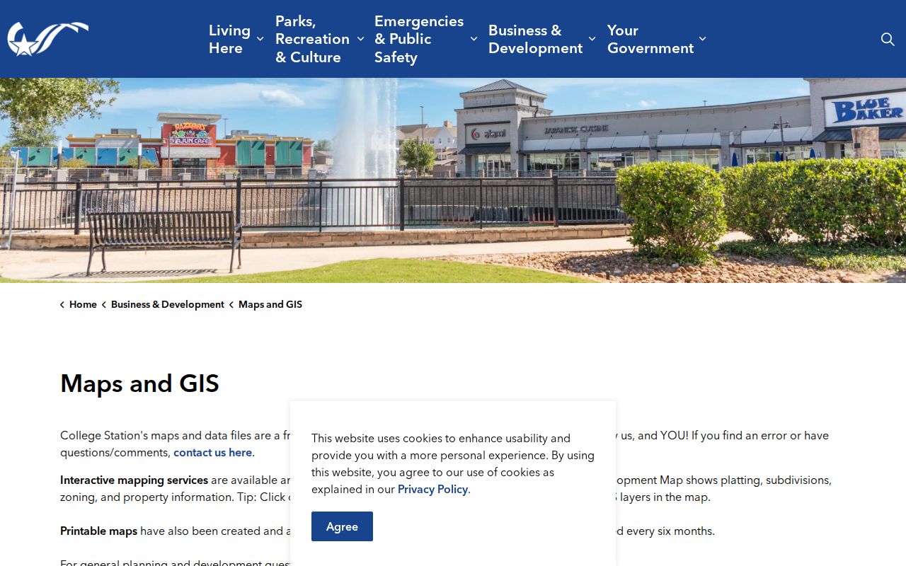 College Station street directory GIS map and parcel layers