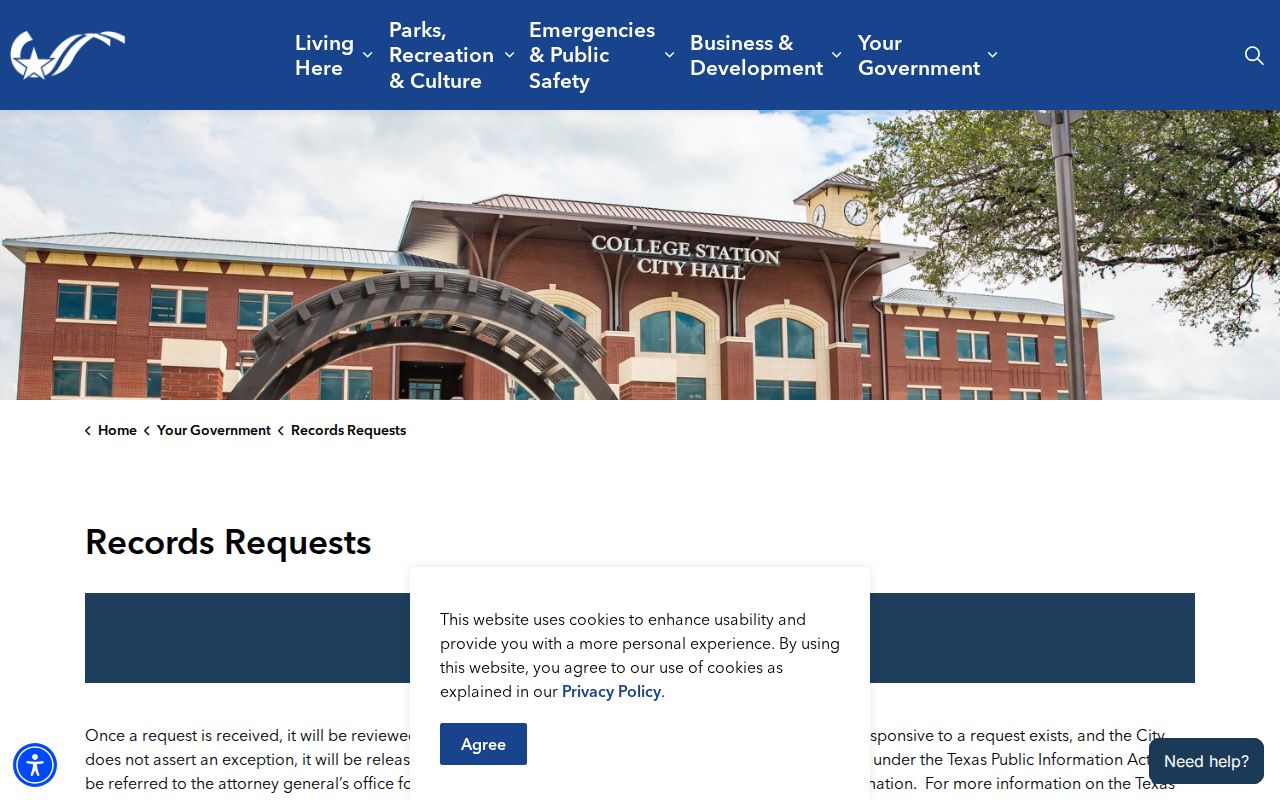 College Station residents directory public records request options