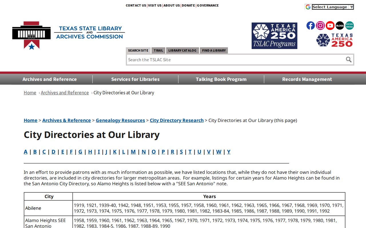 College Station city directory holdings at the Texas State Library