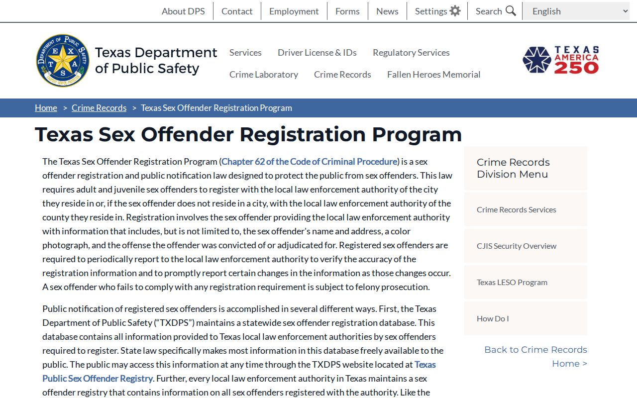 College Station residents directory Texas DPS offender registry information