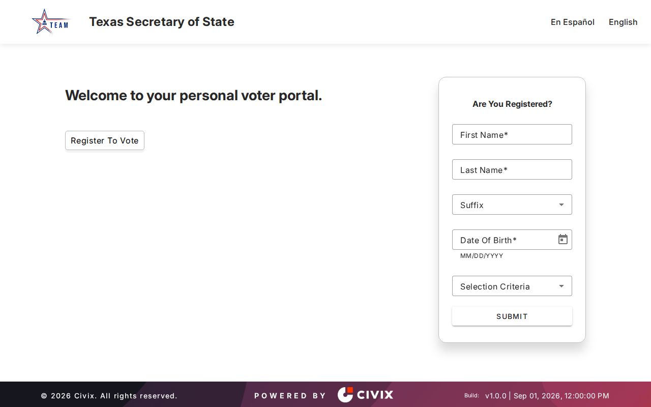 College Station residents directory Texas My Voter Portal search choices